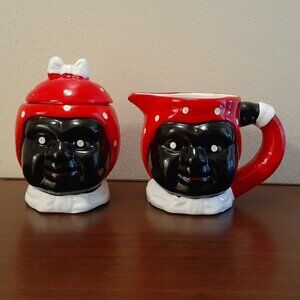 Vintage Collectable Aunt Jemima Cream & Sugar Set with Lid
